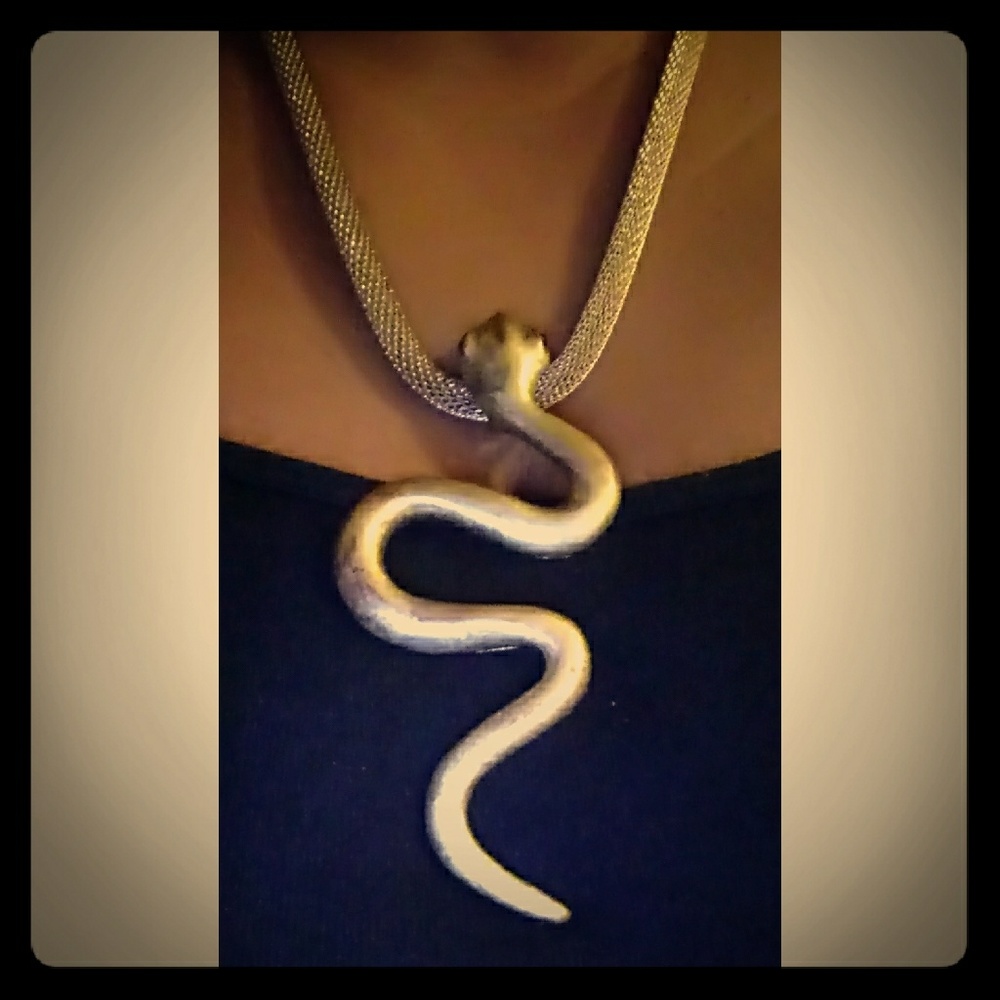 Vintage Gold Rusted Serpent Necklace